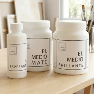 El Kit Medios y Espesante del El Paint Lab: medio mate, medio brillante y espesante para ajustar acabado y consistencia en pintura acrílica