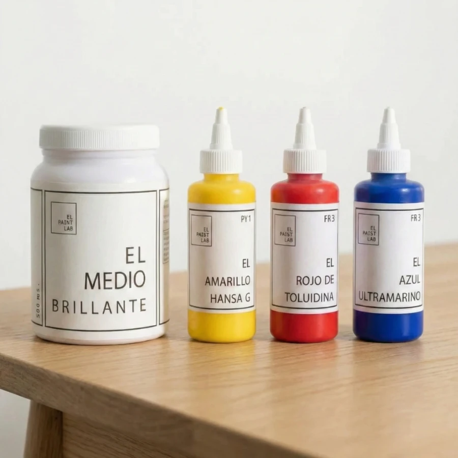 Kit El Paint Lab de colores primarios con medio brillante para mezclar y formular pintura acrílica personalizada