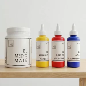 Kit El Paint Lab de colores primarios con aglutinante (medio brillante) para mezclar y formular pintura acrílica personalizada.