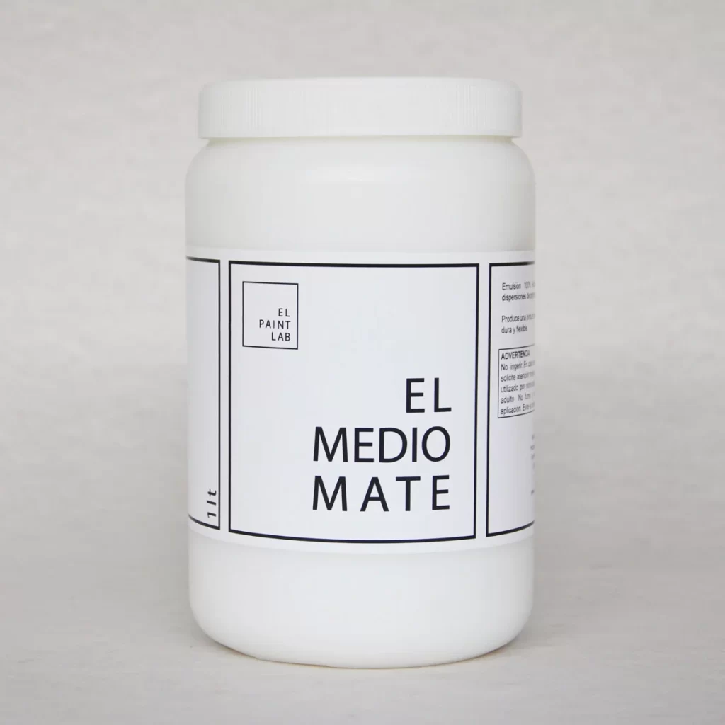 Medio mate El Paint Lab para mezclar con pigmentos y crear pintura acrílica personalizada con acabado mate.